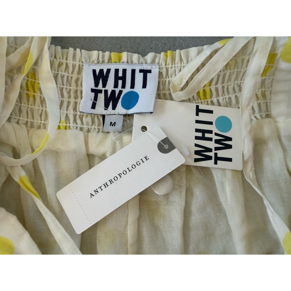 Anthropologie WHIT TWO Polka Dot Maxi Dress in Yellow & White Cotton Size M - Picture 12 of 16